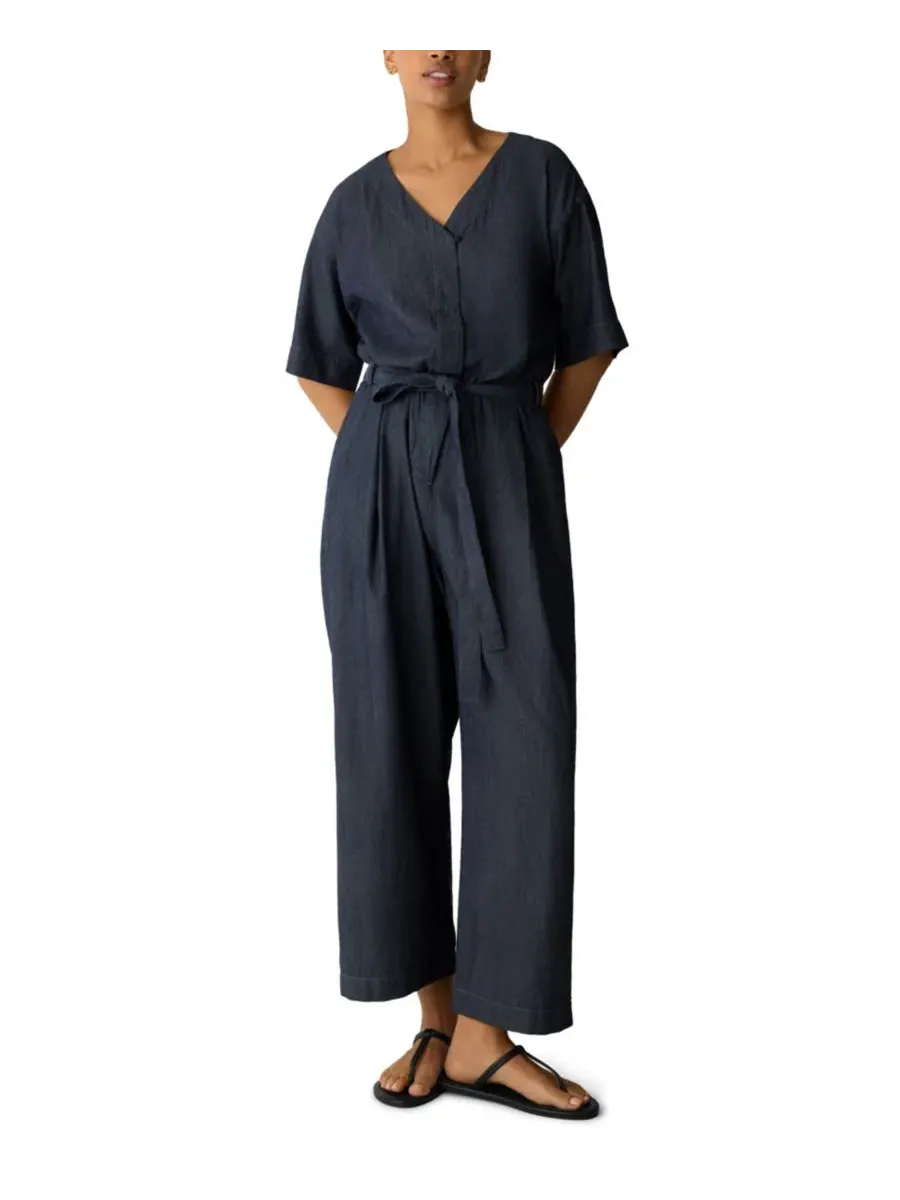 Комбинезон с V-образным вырезом и поясом EILEEN FISHER PETITES