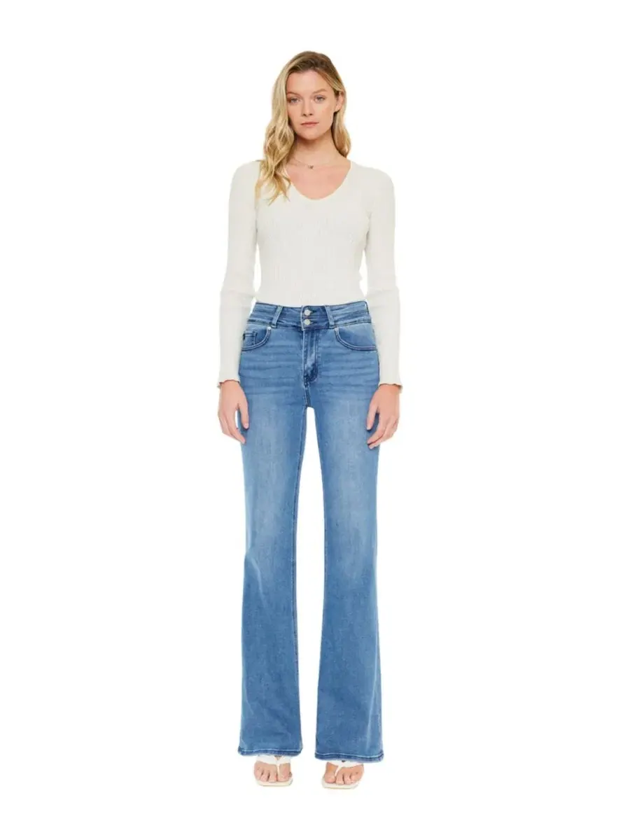 Женские джинсы Onyx Ultra High Rise Wide Flare Kancan Essential — изображение 7 из 8, средняя отмывка