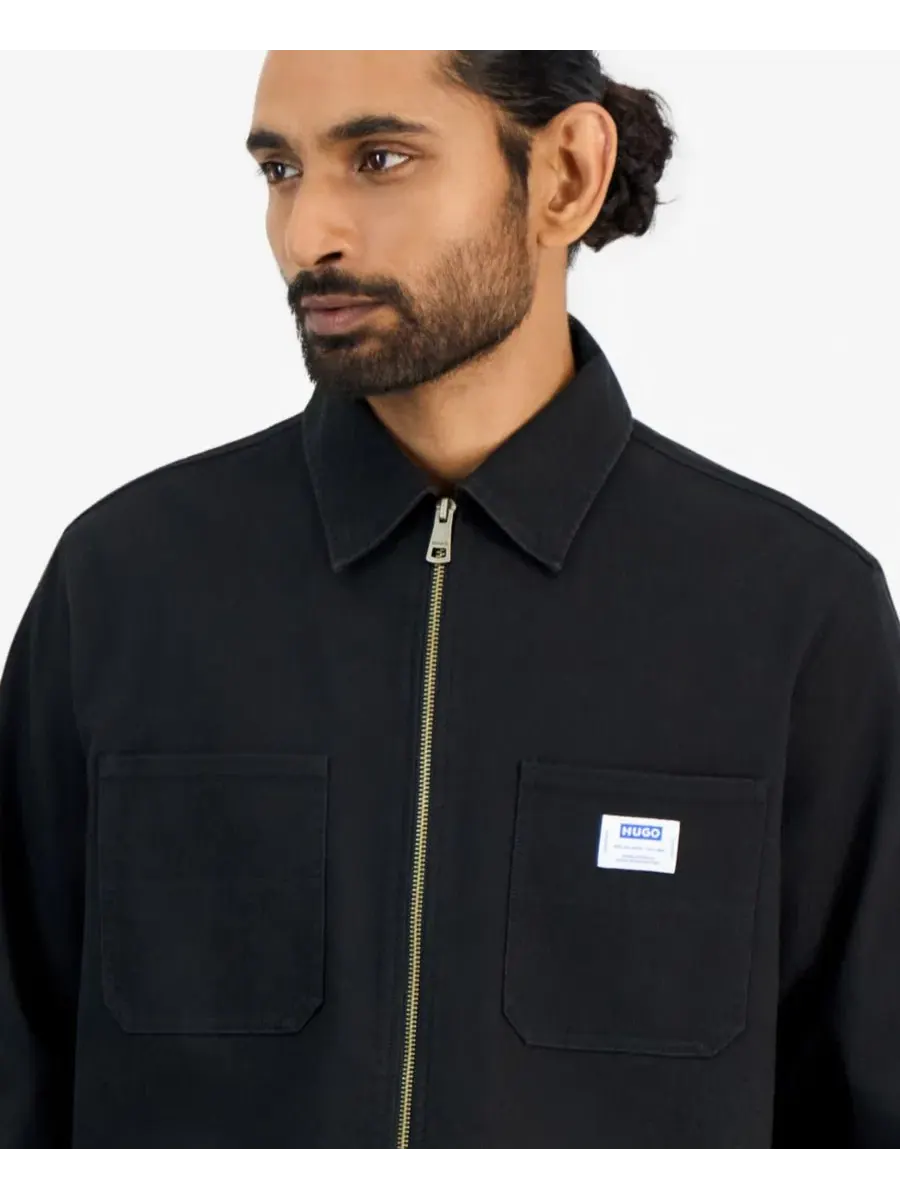 Куртка-рубашка HUGO by Hugo Boss Ekyzone Heavy Cotton Canvas Zip-Closure — изображение 3 из 4, черный