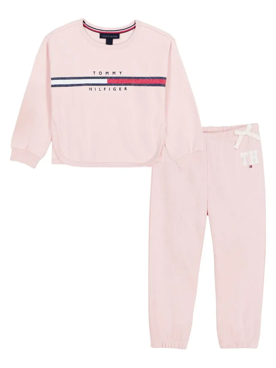 Комплект из свитшота и брюк с блестящим флагом Tommy Hilfiger