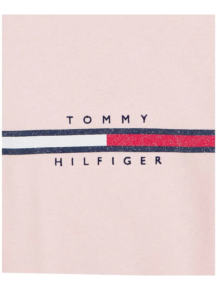 Комплект из свитшота и брюк с блестящим флагом Tommy Hilfiger — изображение 5 из 5, розовый