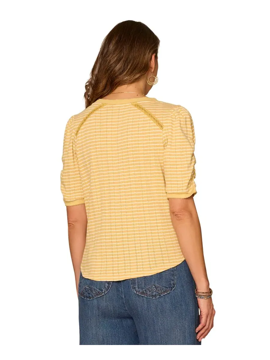 Блуза с V-образным вырезом и рукавом-фонариком Petite Puff-Sleeve V-Neck Top Democracy, Tuscan Sun — изображение 3 из 3