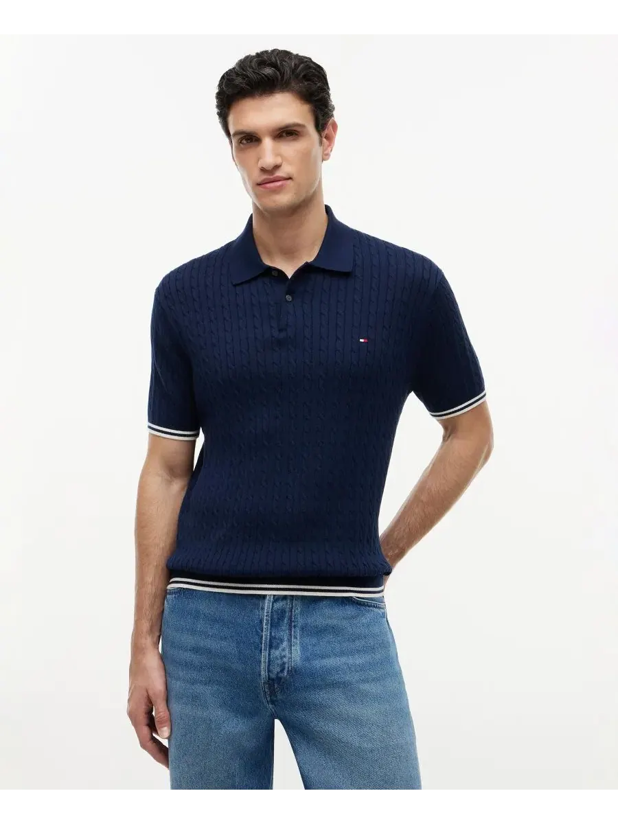 Мужской свитер-поло с коротким рукавом Cable Knit Tommy Hilfiger