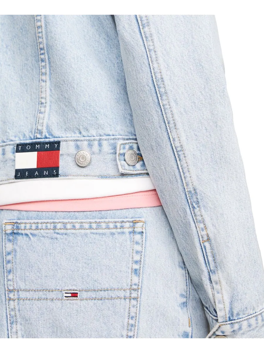 Женская джинсовая куртка Izzie Slim-Fit с эффектом потертости Tommy Jeans — изображение 4 из 4, джинсовый синий светлый