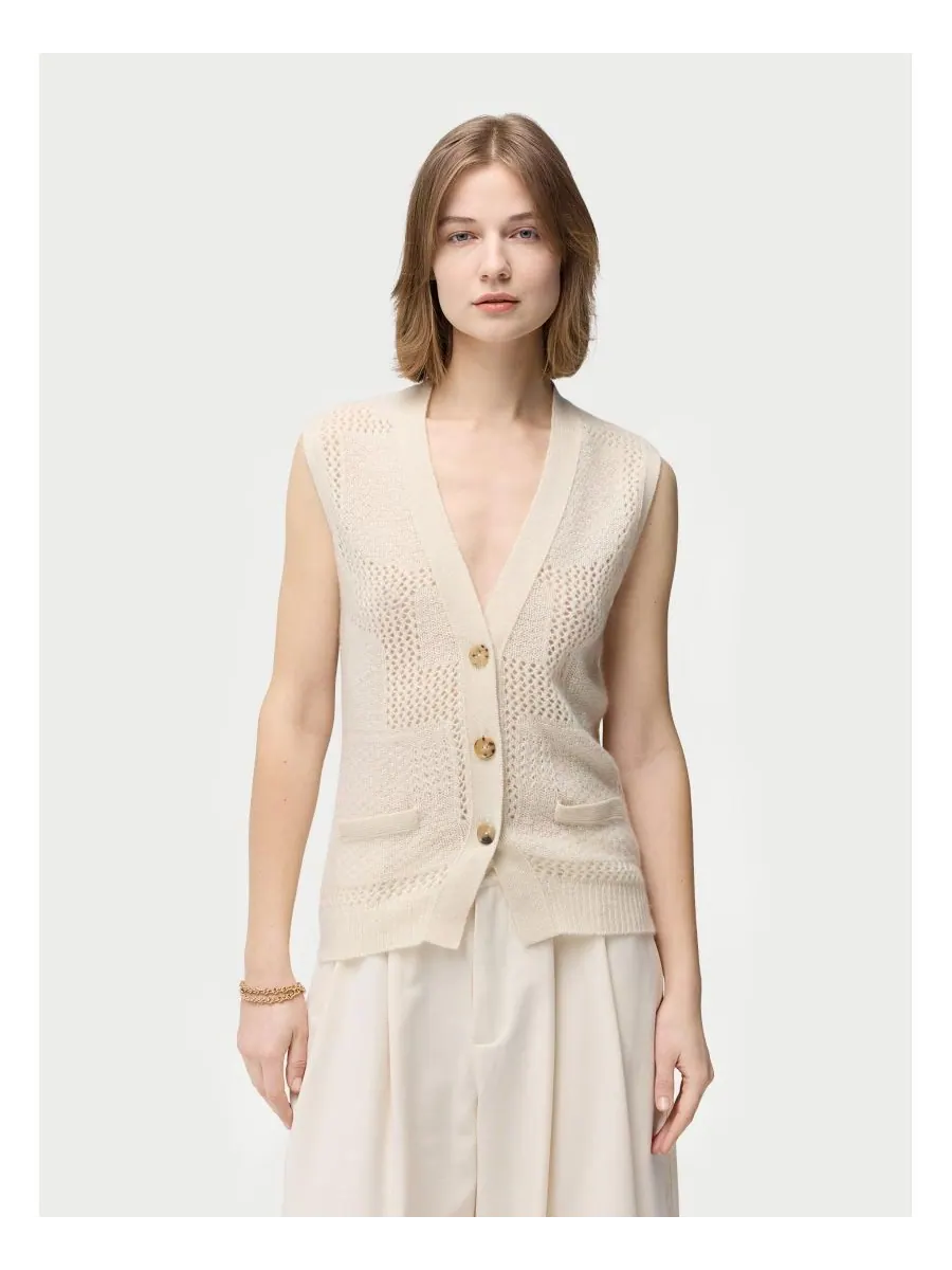 Женский кашемировый жилет с комбинированным узором Gobi Cashmere