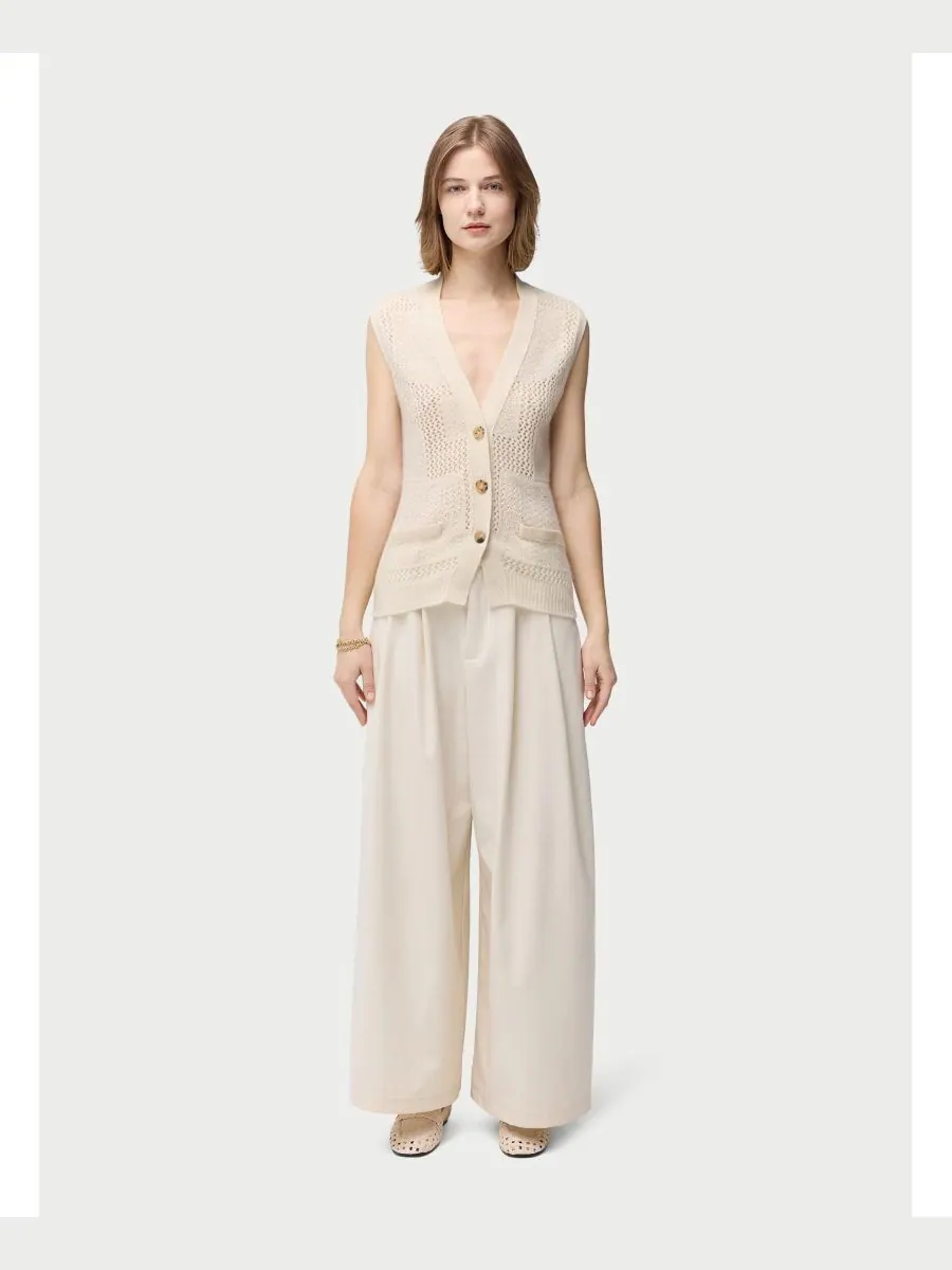 Женский кашемировый жилет с комбинированным узором Gobi Cashmere — изображение 2 из 8, серый