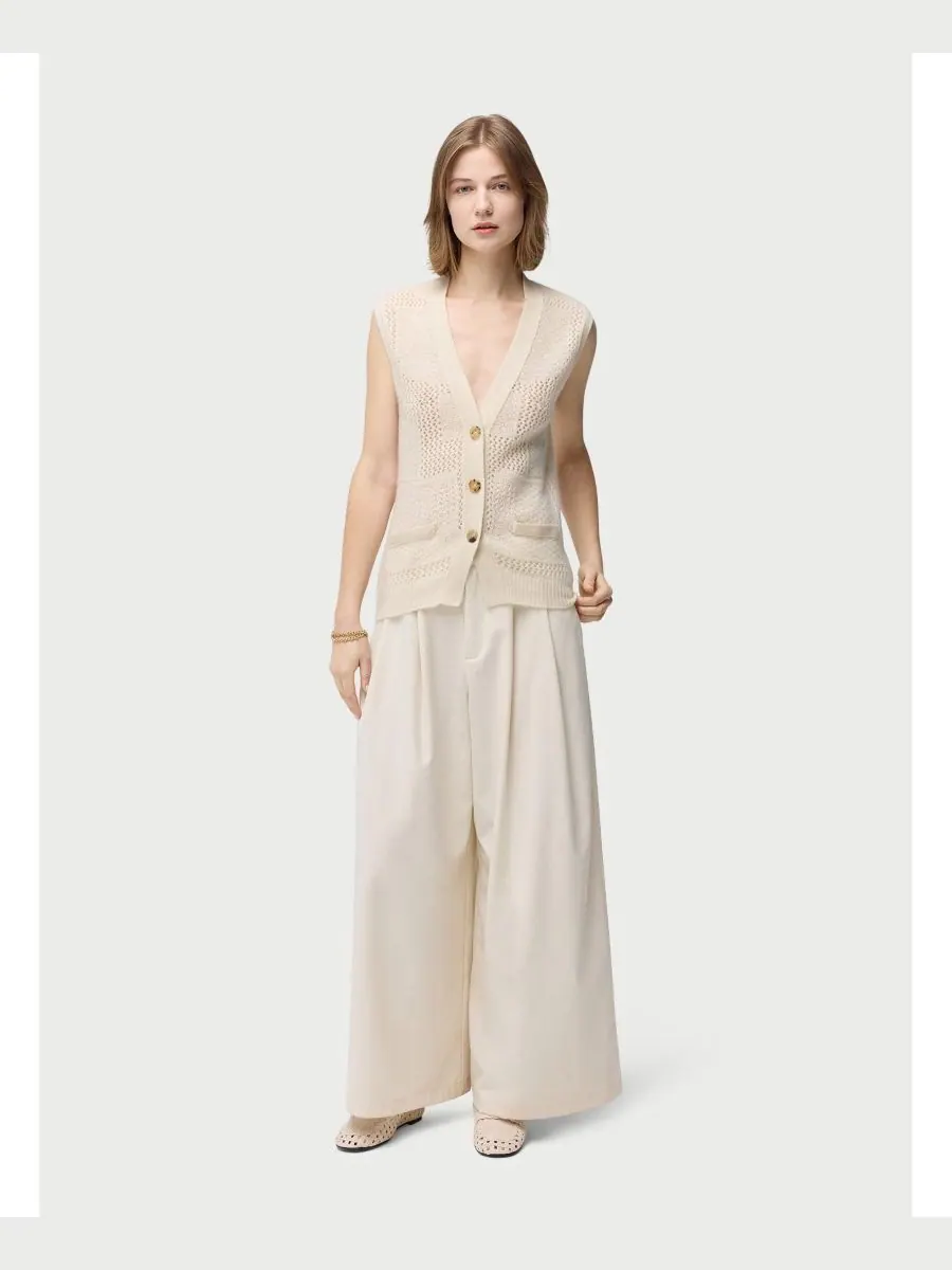 Женский кашемировый жилет с комбинированным узором Gobi Cashmere — изображение 3 из 8, серый