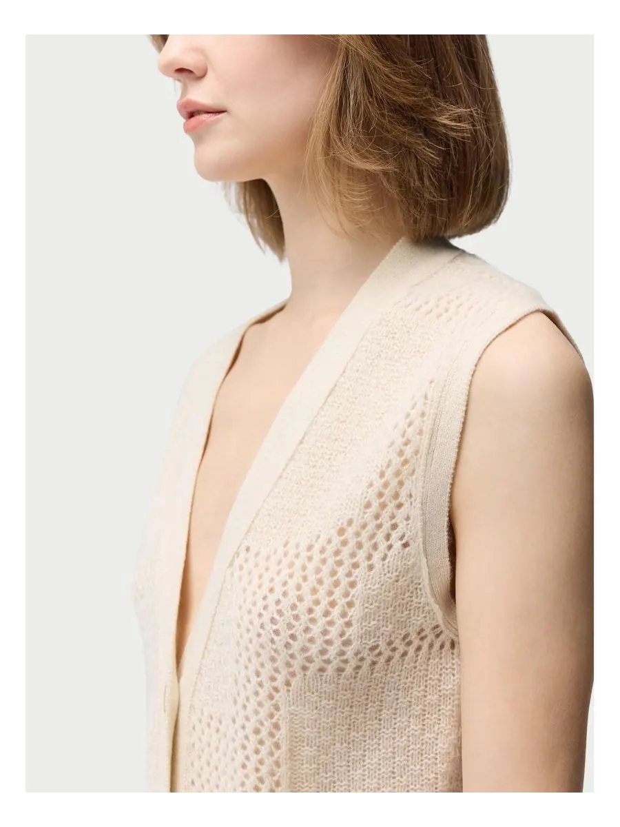 Женский кашемировый жилет с комбинированным узором Gobi Cashmere — изображение 6 из 8, серый