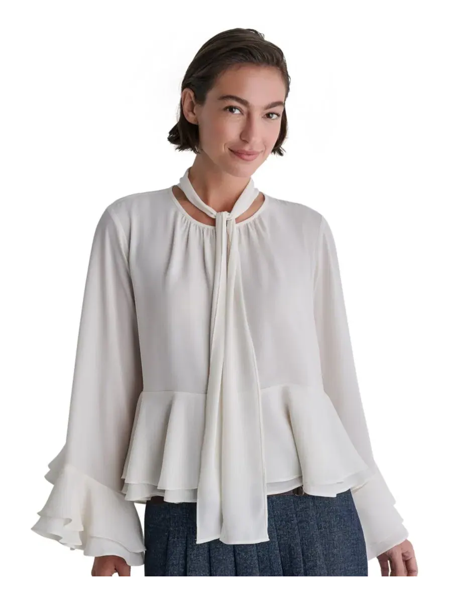 Блуза с завязкой и длинным рукавом BCBG