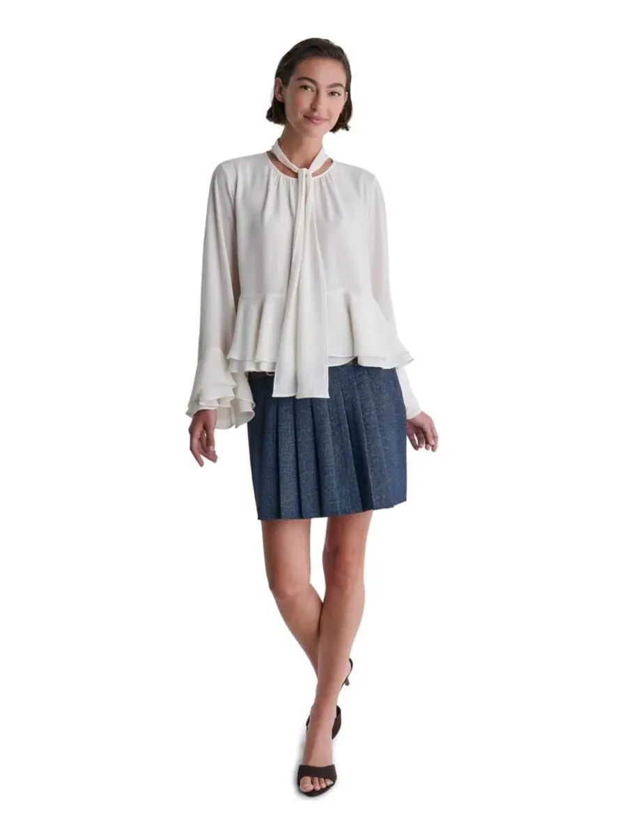 Блуза с завязкой и длинным рукавом BCBG — изображение 2 из 6, белый