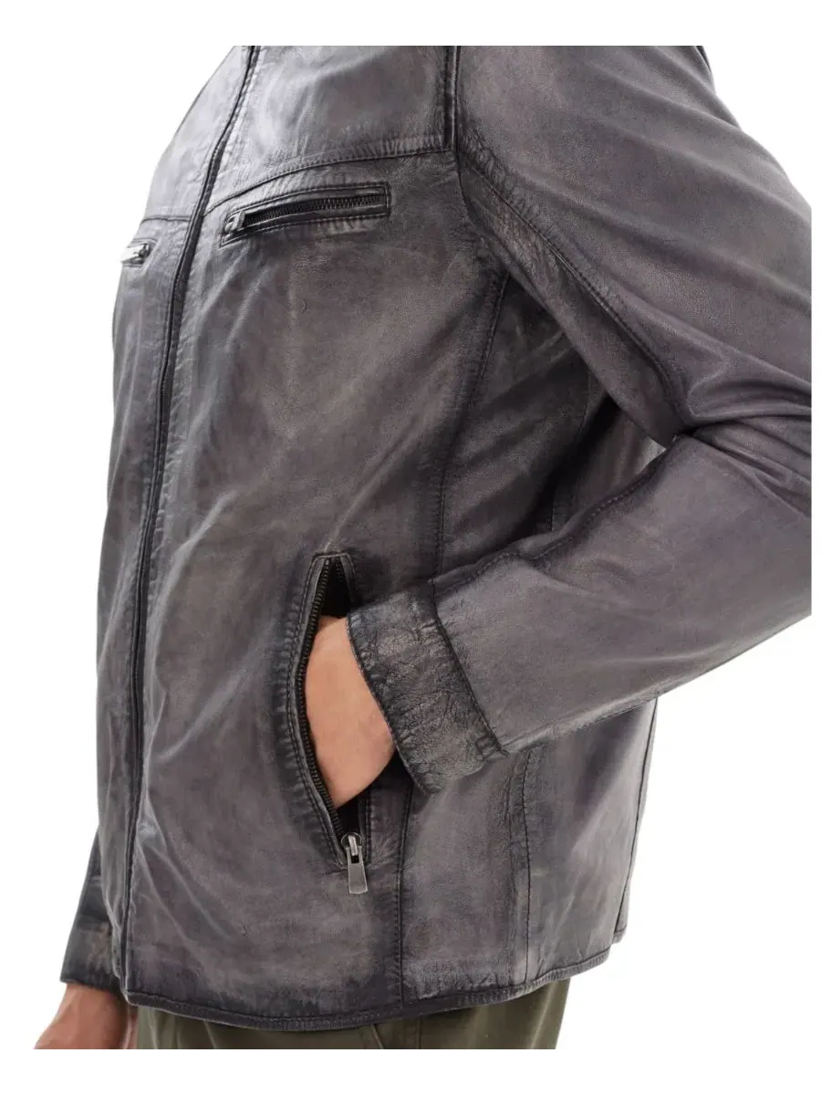 Мужская кожаная куртка ENZO Regency Leathers — изображение 5 из 5, темно-серый