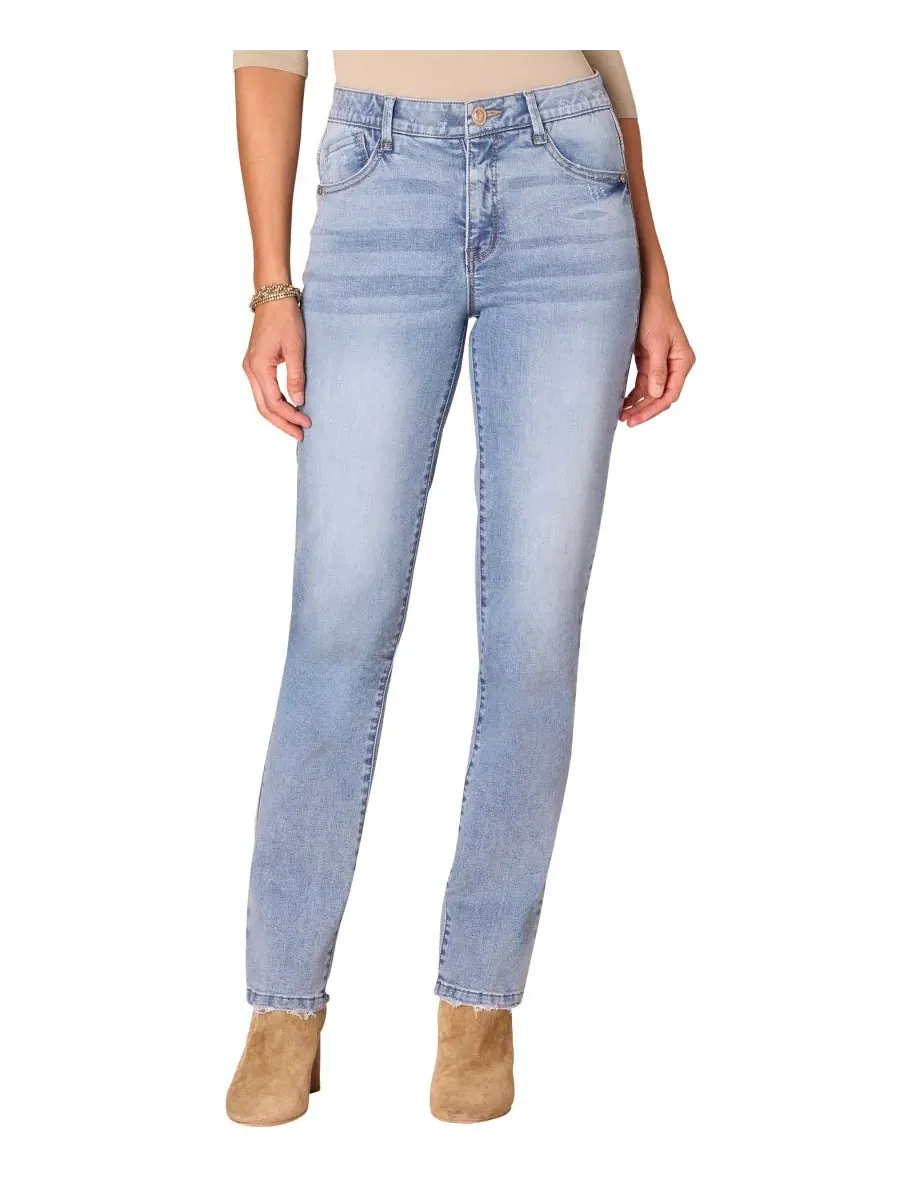 Джинсы прямого кроя с высокой посадкой Petite High-Rise Straight-Leg Jeans Democracy