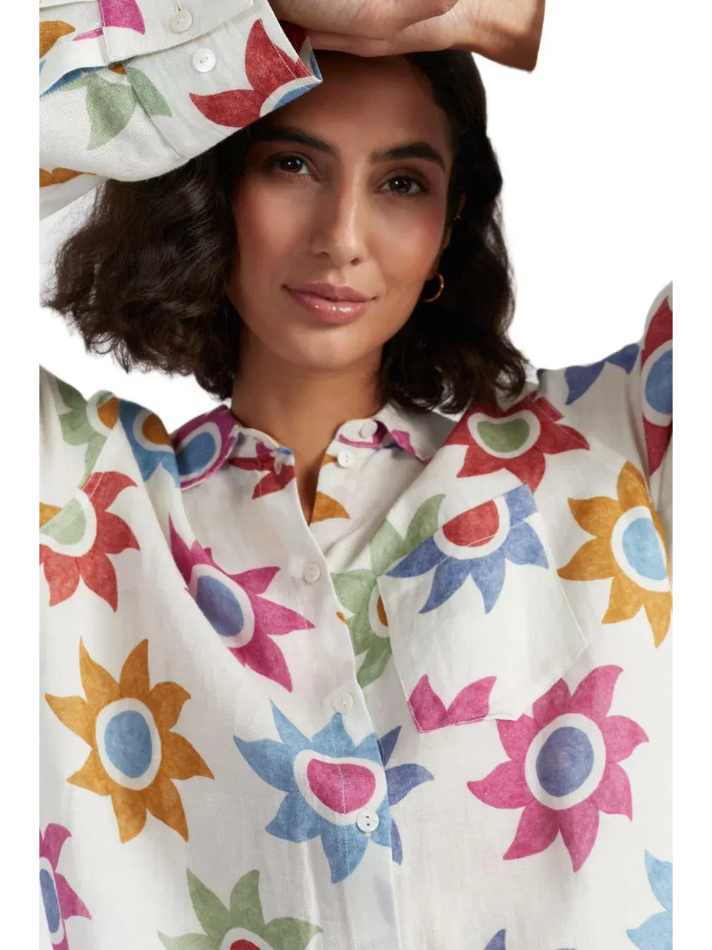 Комплект из рубашки и шорт Cotton Sol Set Chinti & Parker — изображение 3 из 5, кремовый/мульти
