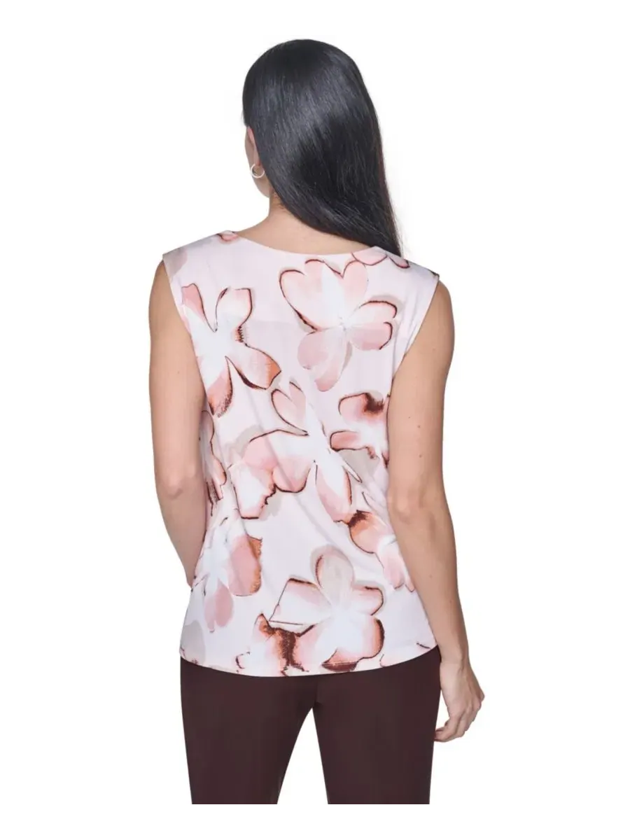 Блузка с драпировкой, с воротником-капюшоном, без рукавов, Petite Printed Cowl Neck Sleeveless — изображение 4 из 6, мульти