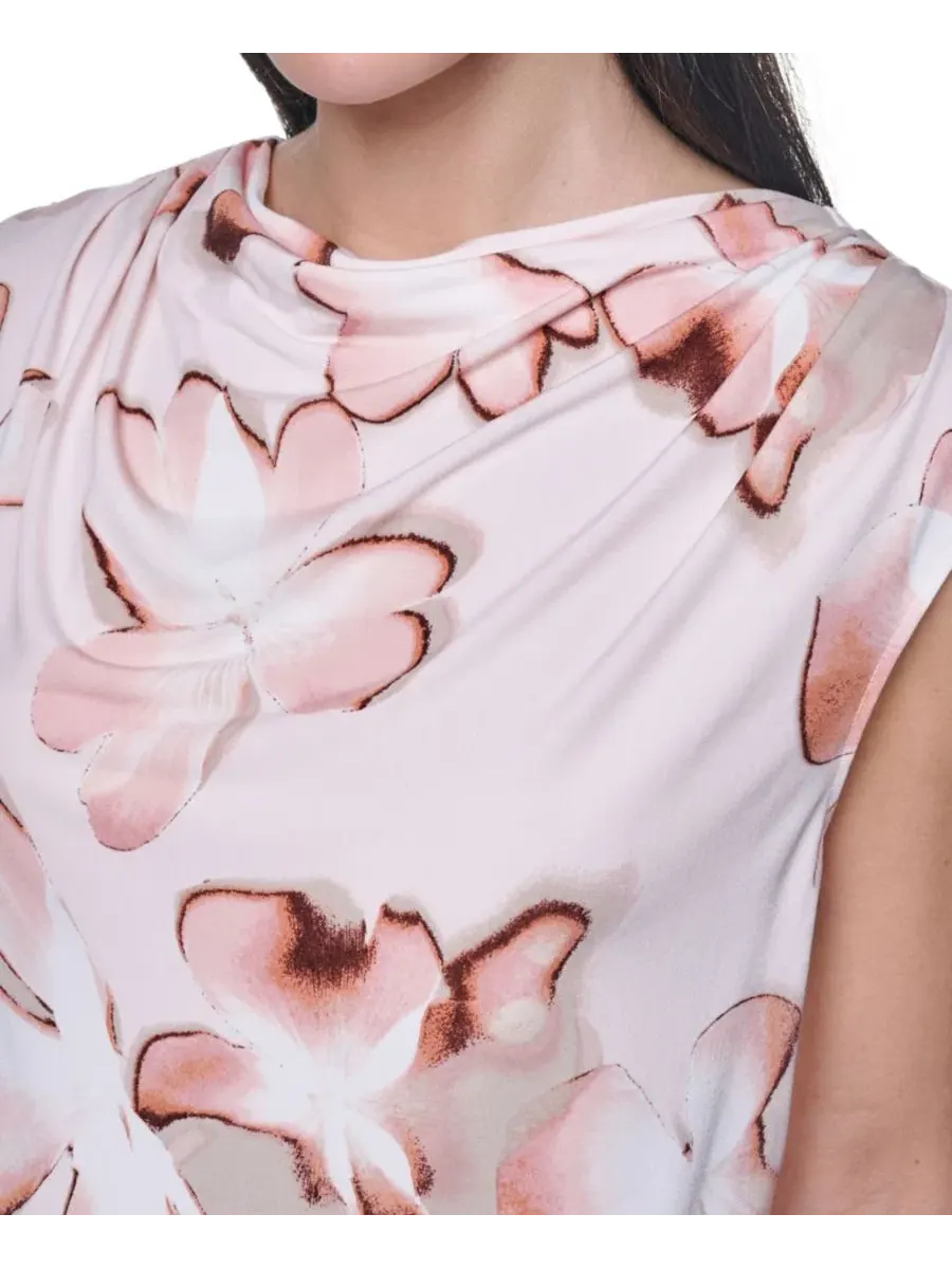 Блузка с драпировкой, с воротником-капюшоном, без рукавов, Petite Printed Cowl Neck Sleeveless — изображение 6 из 6, мульти