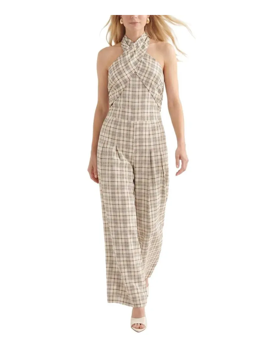 Комбинезон-кюлоты с запахом и принтом в клетку Ardern Halterneck Check Culotte Jumpsuit Lily and