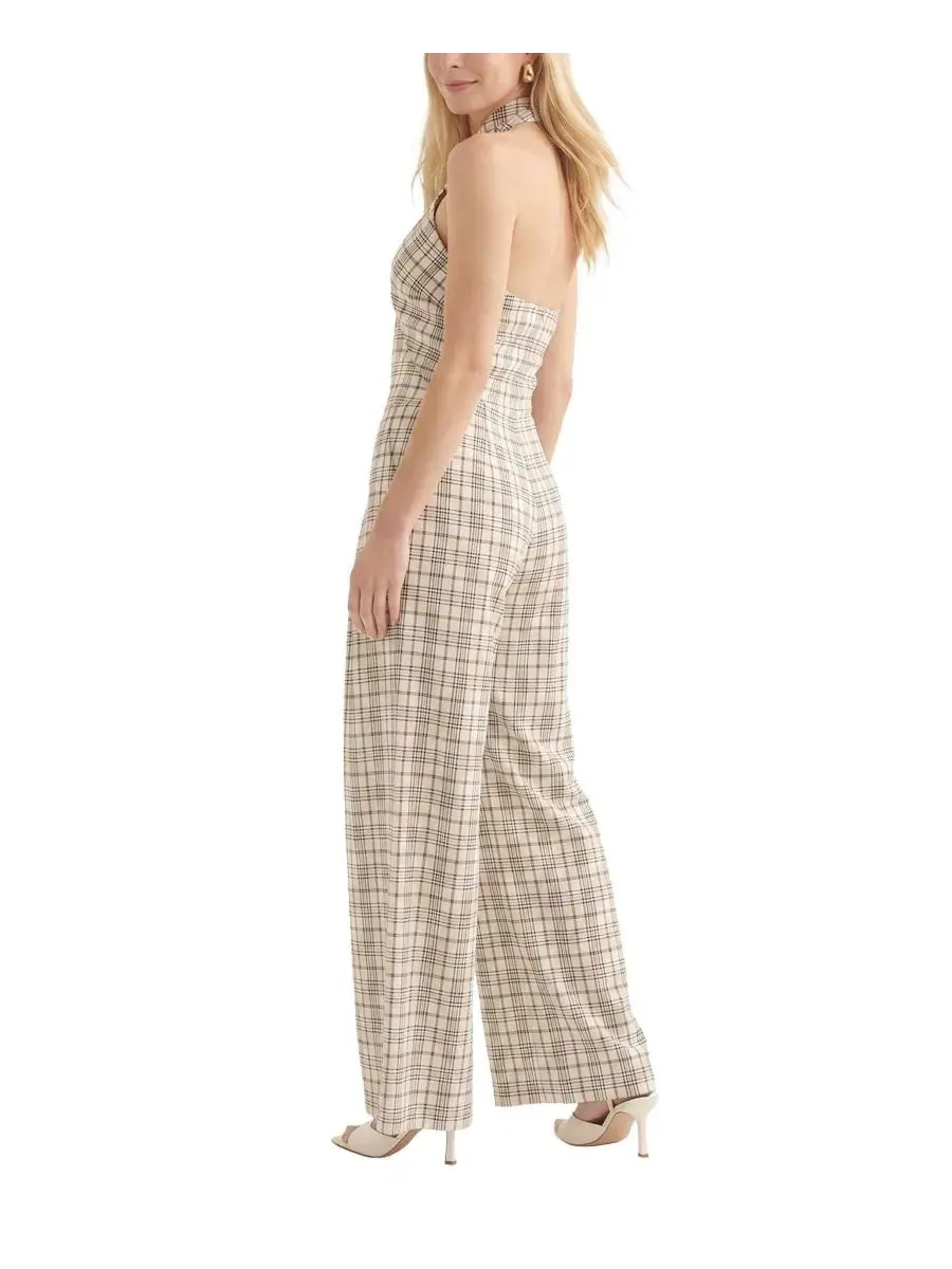 Комбинезон-кюлоты с запахом и принтом в клетку Ardern Halterneck Check Culotte Jumpsuit Lily and — изображение 2 из 4, серый