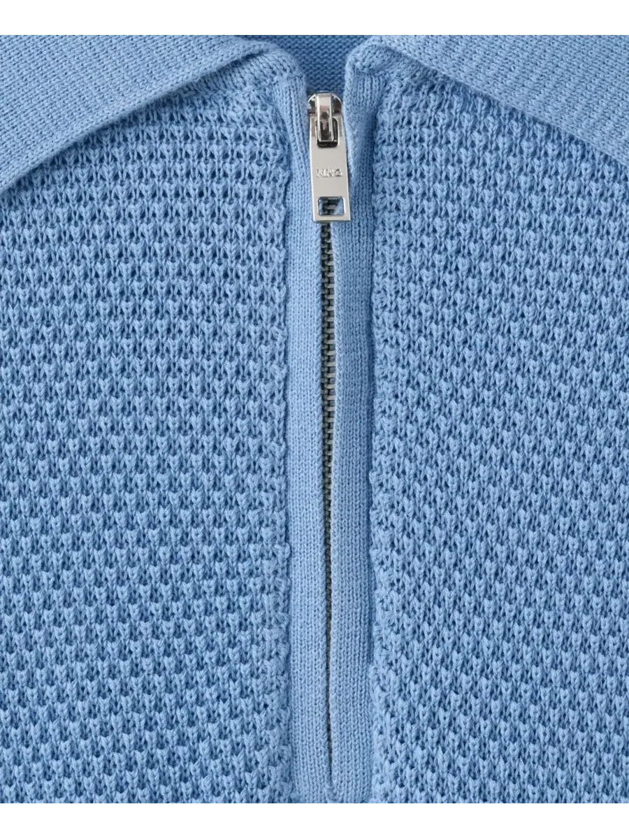 Мужское поло с zip-застежкой, с ажурным узором MANGO — изображение 7 из 7, синий