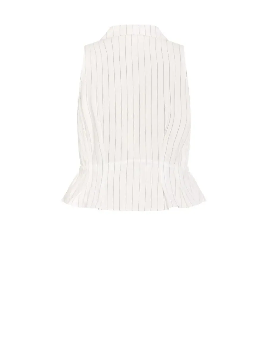 Жилет с V-образным вырезом и завязкой на талии Eva Stripe Relaxed Vest CITY CHIC — изображение 3 из 4, слоновая кость/черный