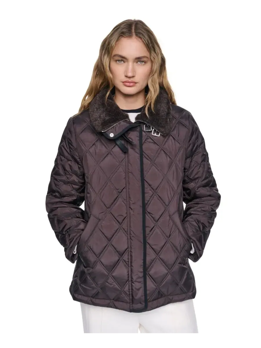Женское стеганое пальто с воротником-шерпой DKNY, Bitter
