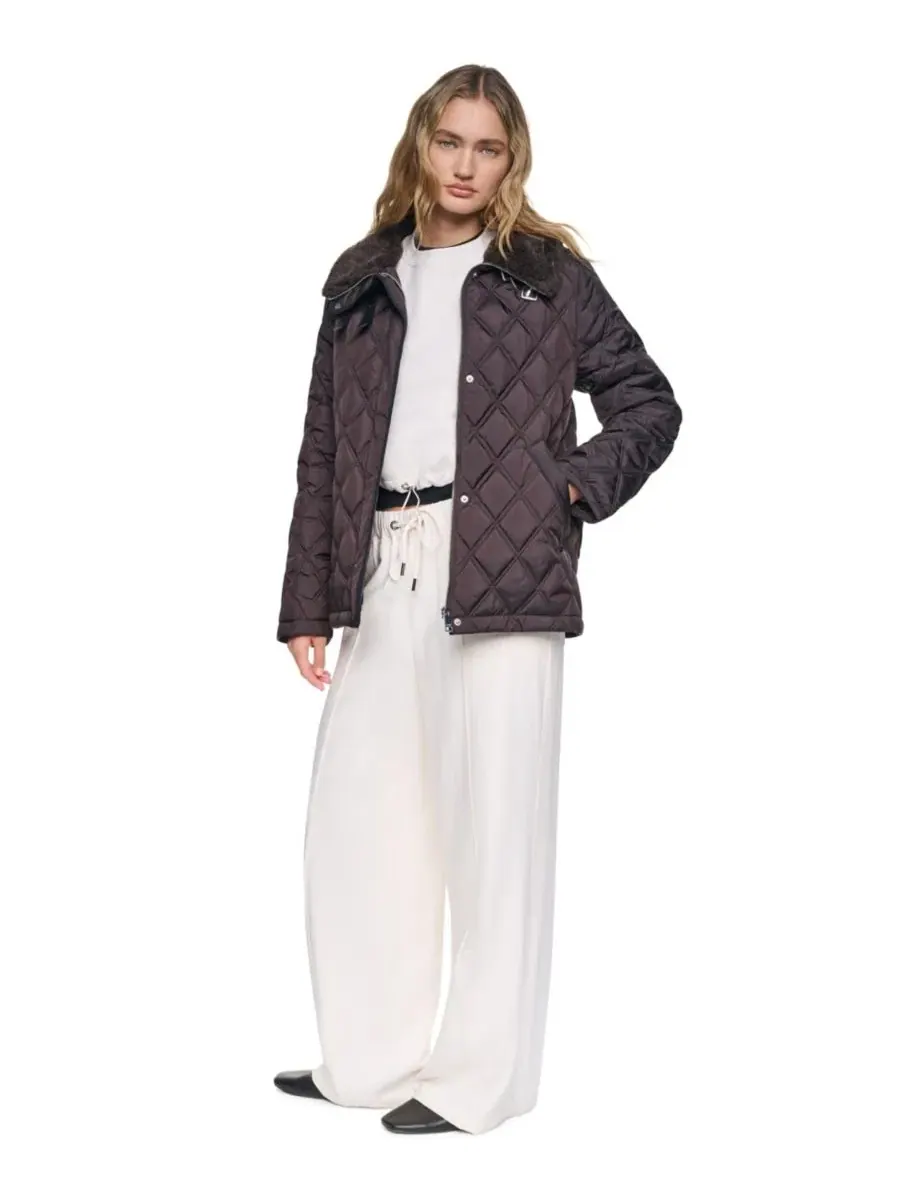Женское стеганое пальто с воротником-шерпой DKNY, Bitter — изображение 2 из 8