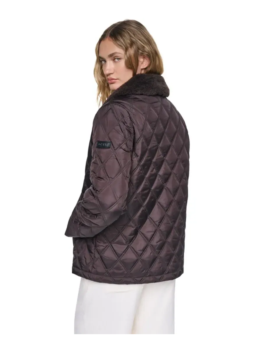 Женское стеганое пальто с воротником-шерпой DKNY, Bitter — изображение 4 из 8