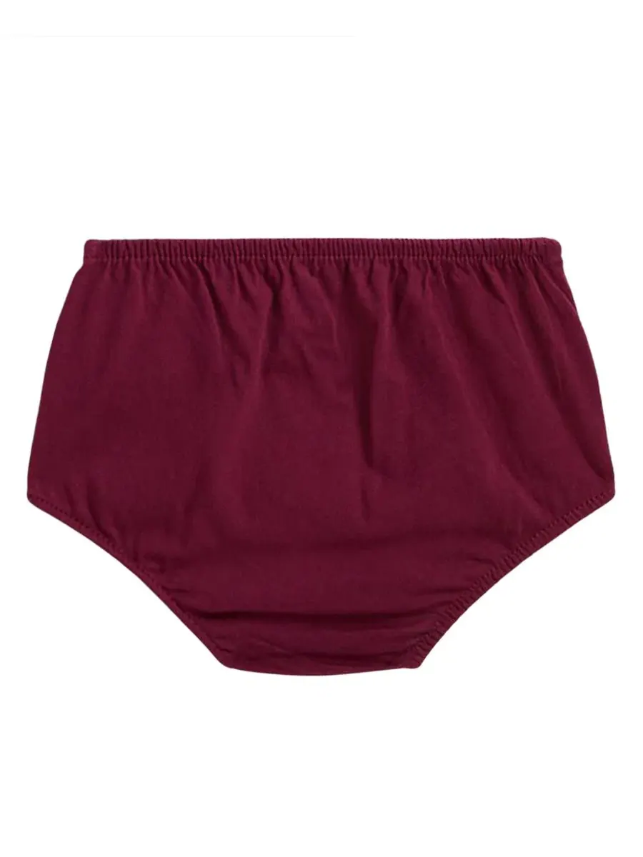 Комплект из платья, шортиков и шапочки с рюшами, модель Aubergine Polo Ralph Lauren — изображение 4 из 5, баклажан