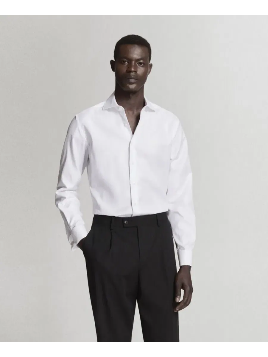 Мужская рубашка из хлопка с длинным рукавом, модель Slim-Fit Suit Shirt MANGO