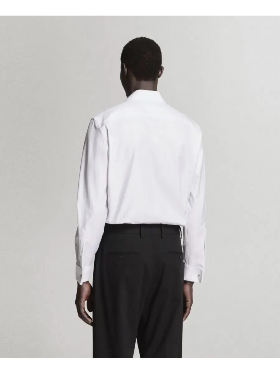 Мужская рубашка из хлопка с длинным рукавом, модель Slim-Fit Suit Shirt MANGO — изображение 2 из 7, белый