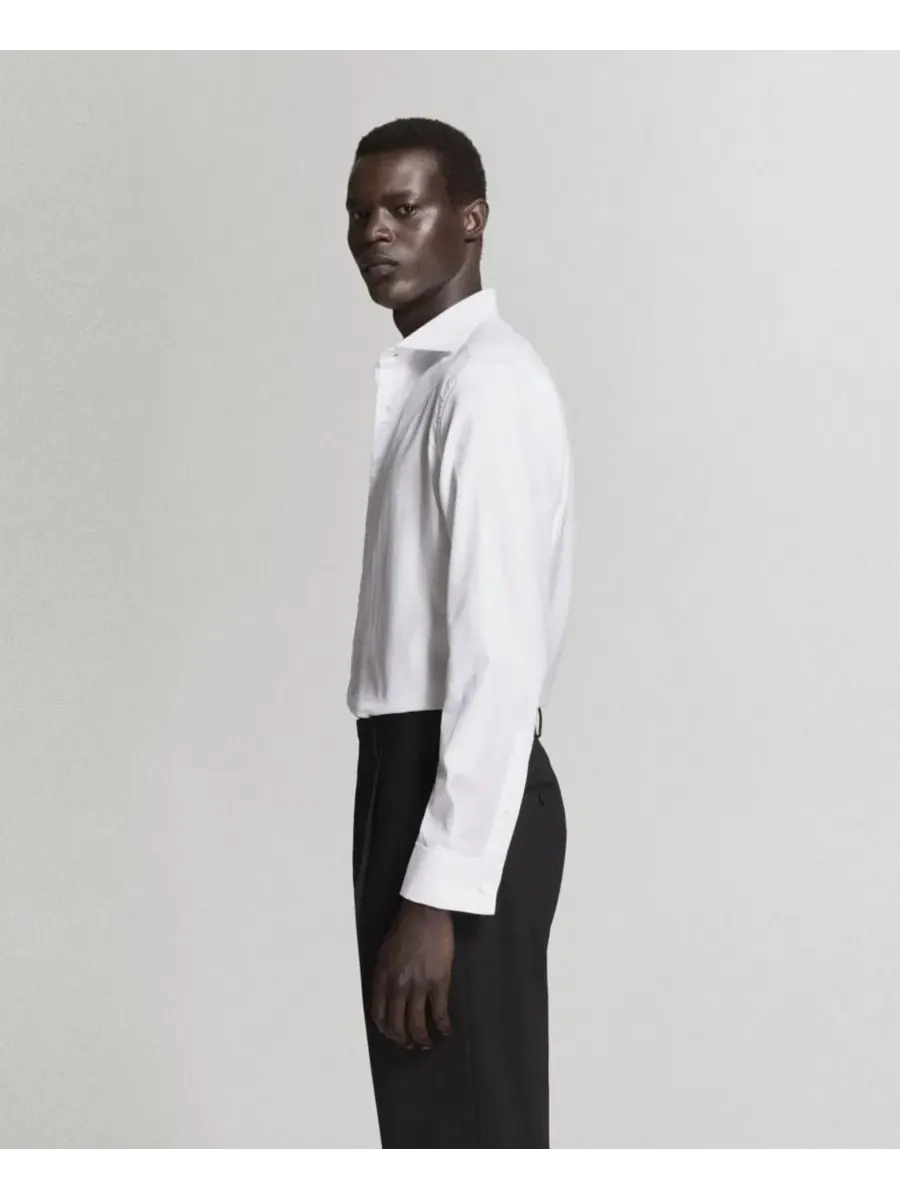 Мужская рубашка из хлопка с длинным рукавом, модель Slim-Fit Suit Shirt MANGO — изображение 4 из 7, белый