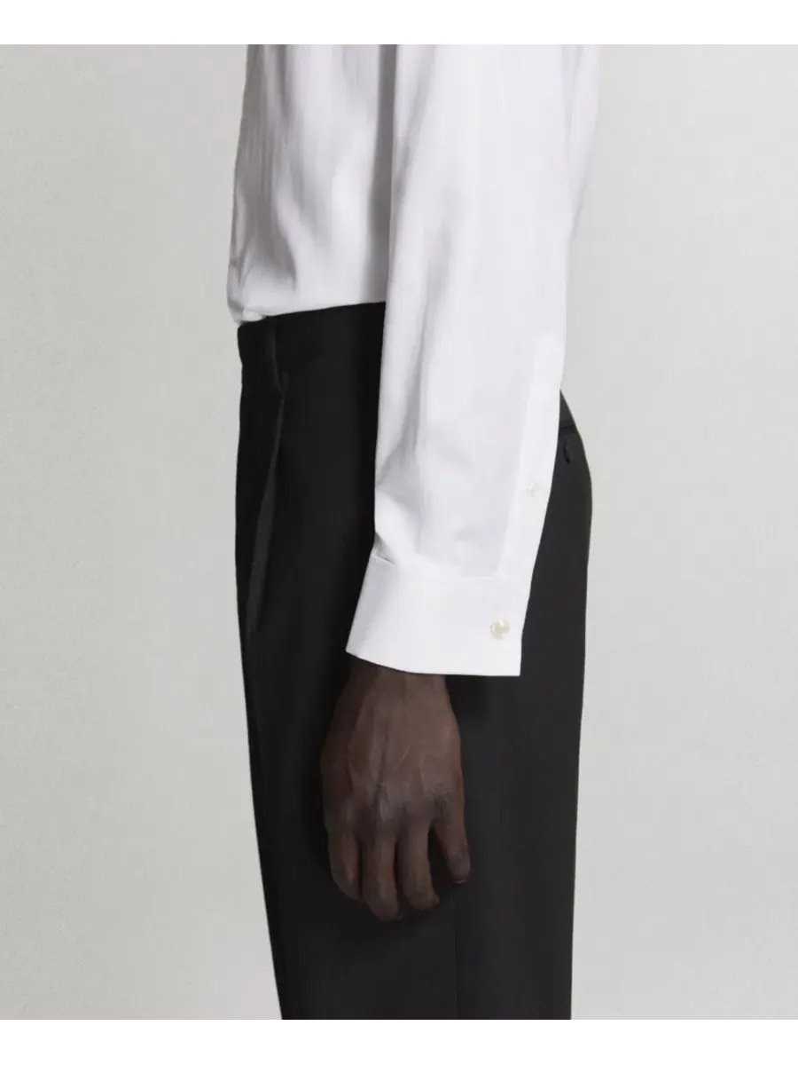 Мужская рубашка из хлопка с длинным рукавом, модель Slim-Fit Suit Shirt MANGO — изображение 5 из 7, белый
