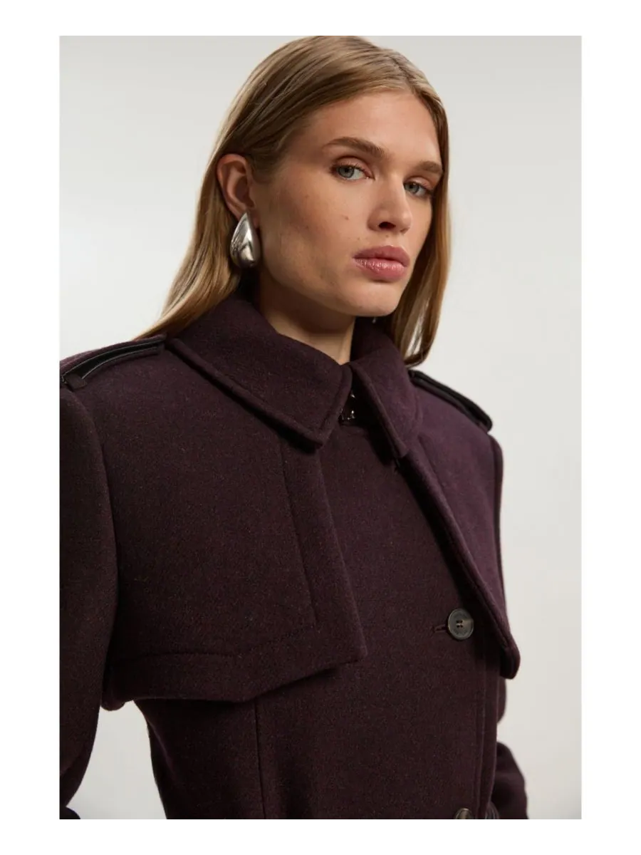 Женское шерстяное длинное пальто-тренч Karen Millen — изображение 3 из 6, красный