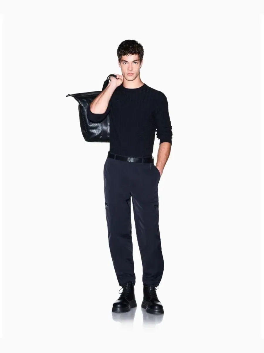 Свитер с геометрическим принтом и длинным рукавом A|X Armani Exchange — изображение 3 из 8, глубокий темно-синий