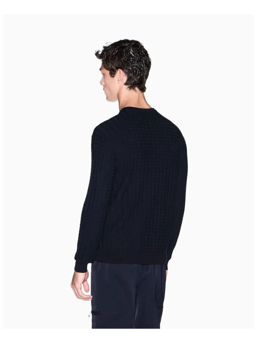 Свитер с геометрическим принтом и длинным рукавом A|X Armani Exchange — изображение 5 из 8, глубокий темно-синий