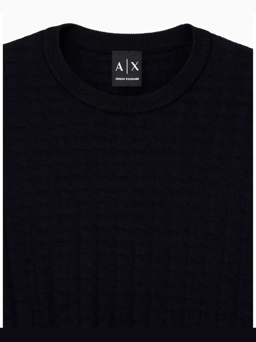 Свитер с геометрическим принтом и длинным рукавом A|X Armani Exchange — изображение 6 из 8, глубокий темно-синий