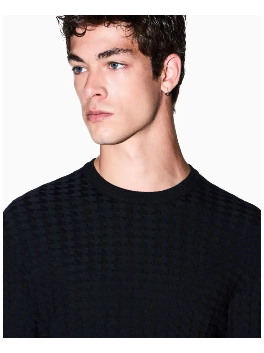 Свитер с геометрическим принтом и длинным рукавом A|X Armani Exchange — изображение 8 из 8, глубокий темно-синий