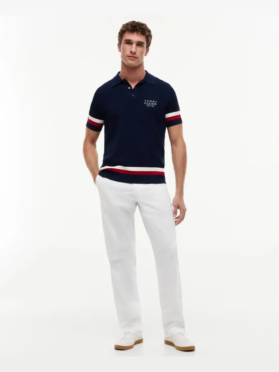 Свитер-поло с коротким рукавом Tommy Hilfiger — изображение 2 из 4, темно-синий