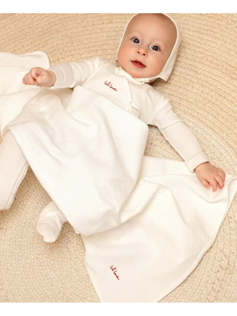 Детский боди-комбинезон с вышивкой Lil Love NoggiWear — изображение 2 из 3, слоновая кость/красный