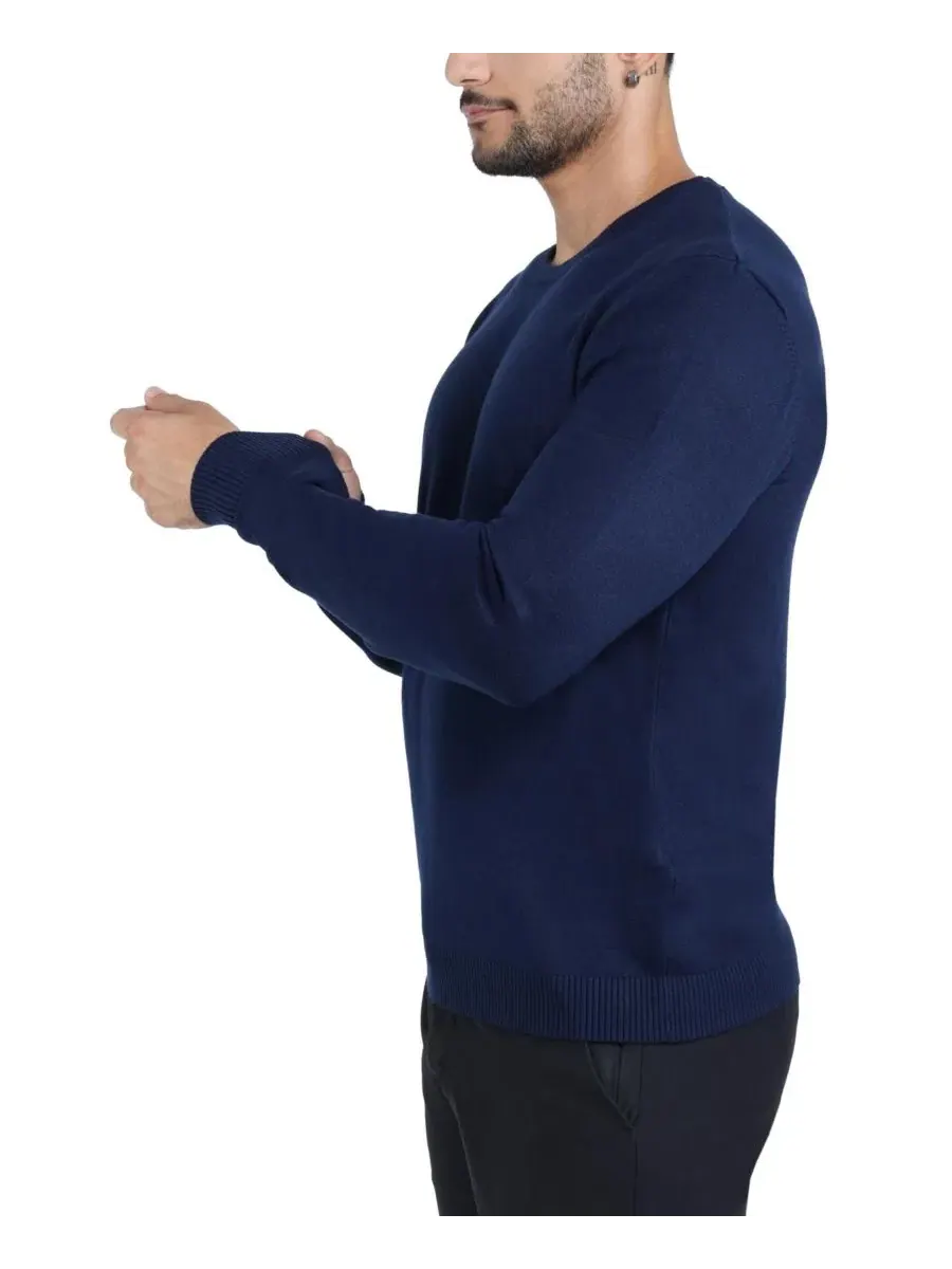 Свитер с круглым вырезом, Slim Fit XRAY — изображение 5 из 10, темно-синий
