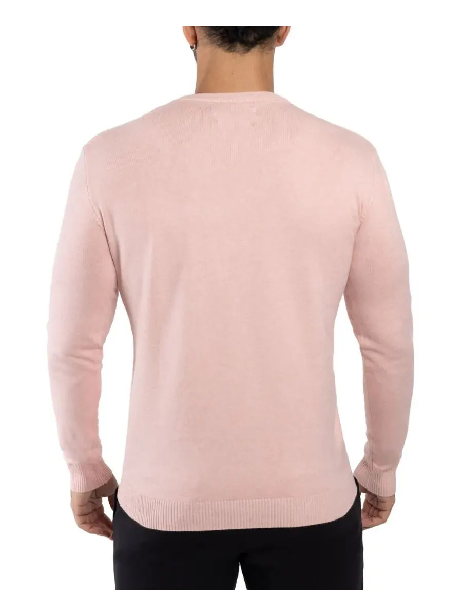 Свитер с круглым вырезом, длинным рукавом, модель Big & Tall Basic Crewneck Sweater XRAY — изображение 2 из 11, розовый