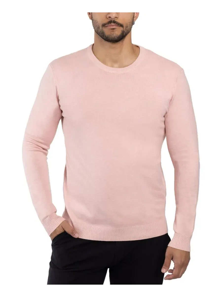 Свитер с круглым вырезом, длинным рукавом, модель Big & Tall Basic Crewneck Sweater XRAY — изображение 11 из 11, розовый