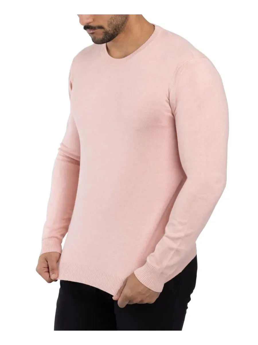 Свитер с круглым вырезом, длинным рукавом, модель Big & Tall Basic Crewneck Sweater XRAY — изображение 3 из 11, розовый