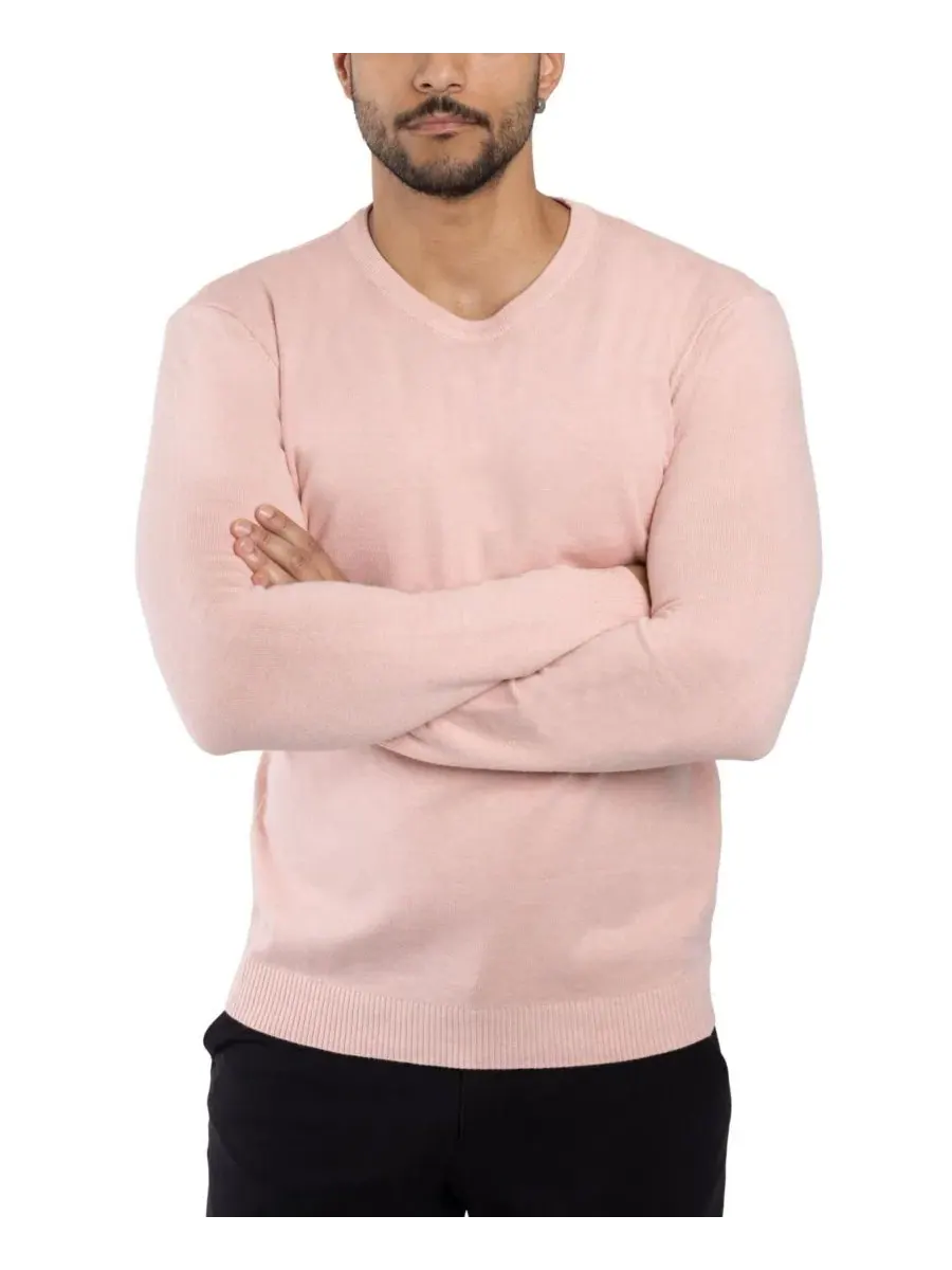 Свитер с круглым вырезом, длинным рукавом, модель Big & Tall Basic Crewneck Sweater XRAY — изображение 10 из 11, розовый