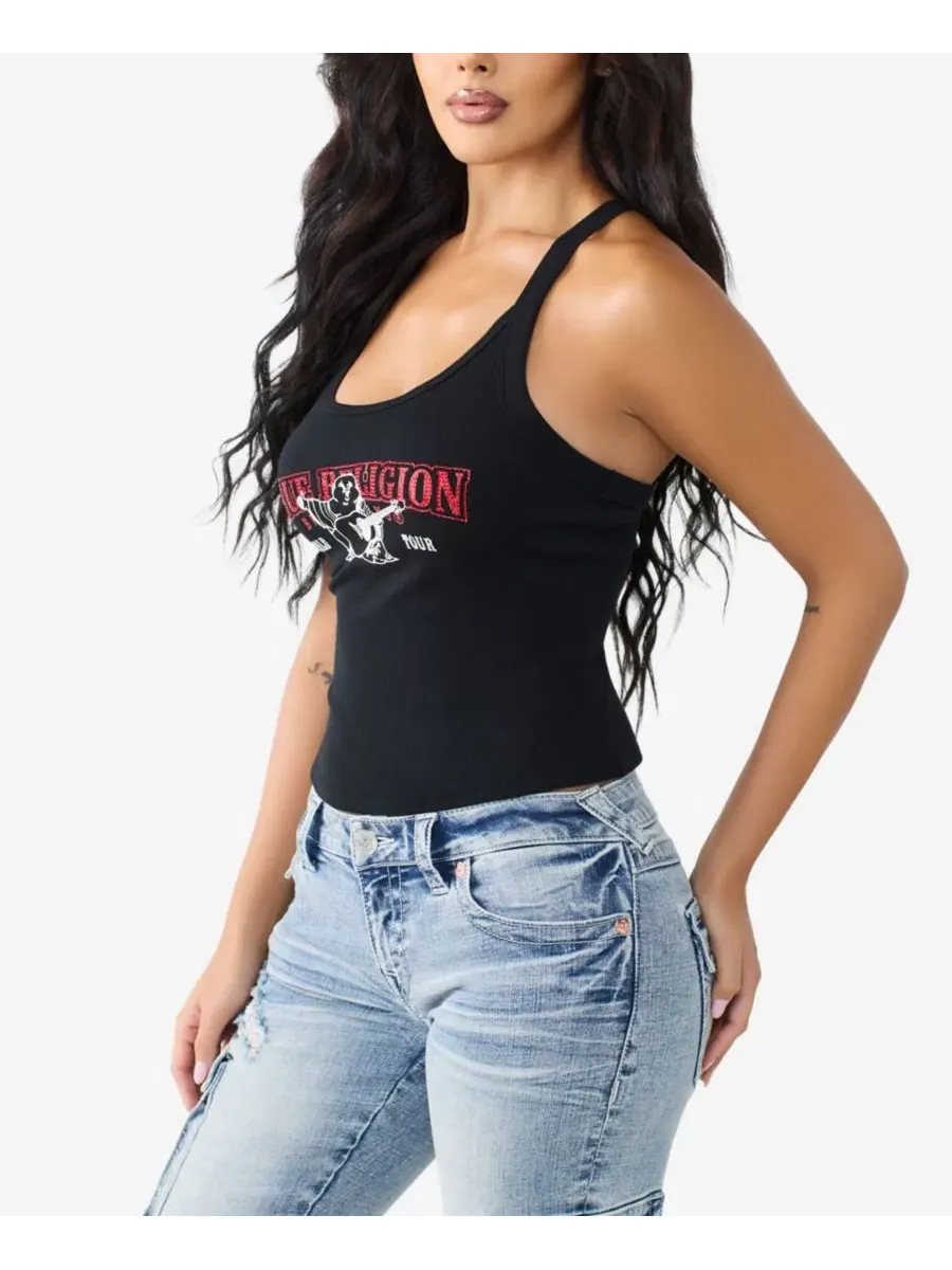 Топ-майка с вырезом лодочка Buddha Classic Racerback True Religion — изображение 3 из 4, черный