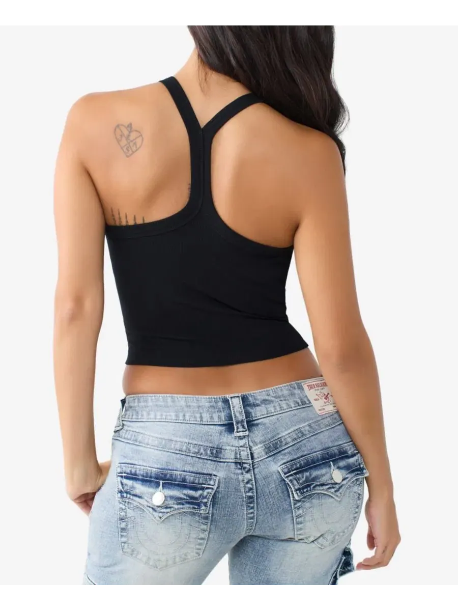 Топ-майка с вырезом лодочка Buddha Classic Racerback True Religion — изображение 4 из 4, черный