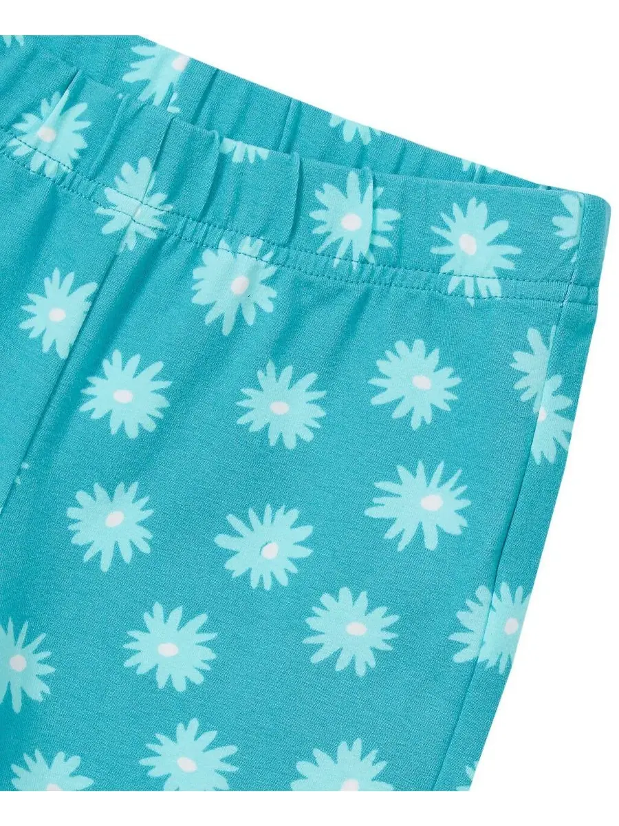 Детские леггинсы из плотного хлопка с принтом, модель Girls Tough Cotton Lands' End, Floral Baltic — изображение 2 из 3