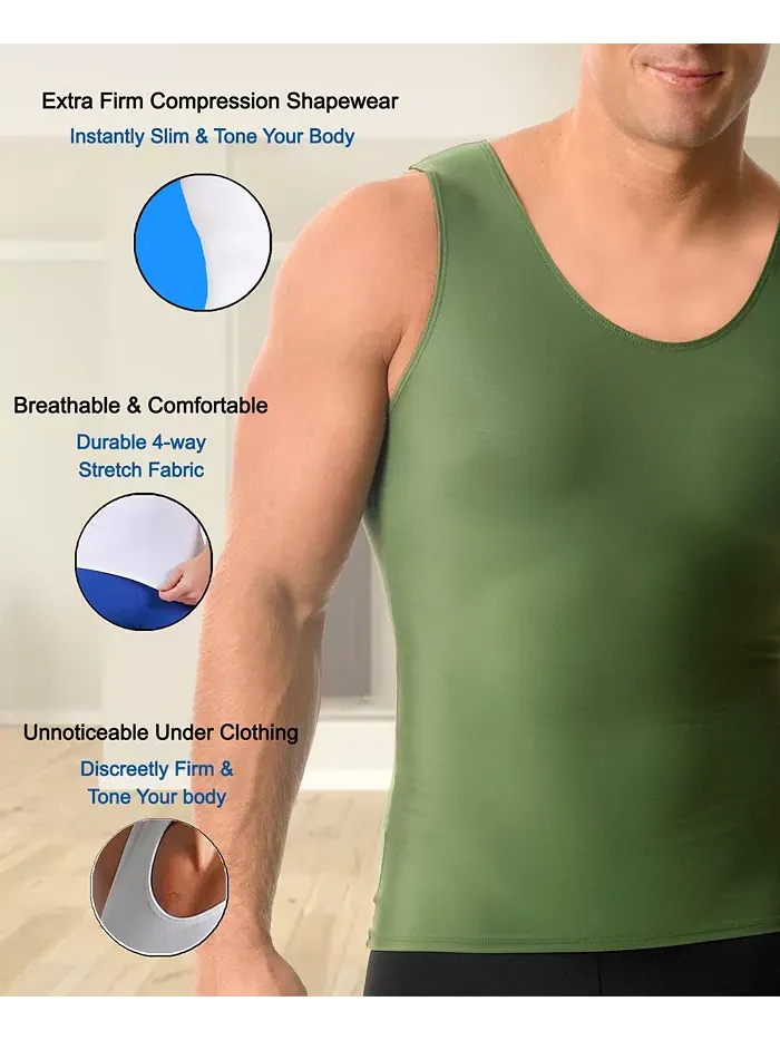 Мужская компрессионная майка для активного отдыха Big & Tall Muscle Tank Top Instaslim — изображение 5 из 5, зеленый