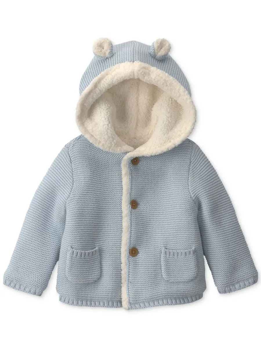 Детский капюшон из флиса с пуговицами, модель Bear Sweater Knit Hooded Jacket Carter's