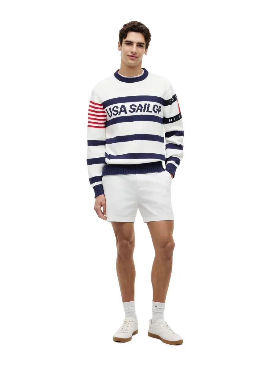Свитер с круглым вырезом, классический полосатый дизайн Tommy Hilfiger