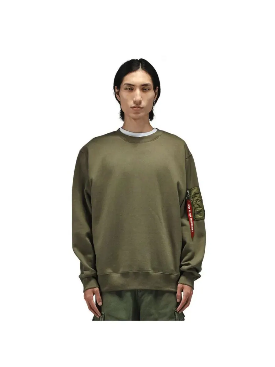 Мужской свитер с круглым вырезом и карманами в стиле милитари Alpha Industries